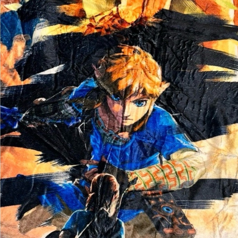 The Legend of Zelda Link Graphic throw blanket- Blue & Black
